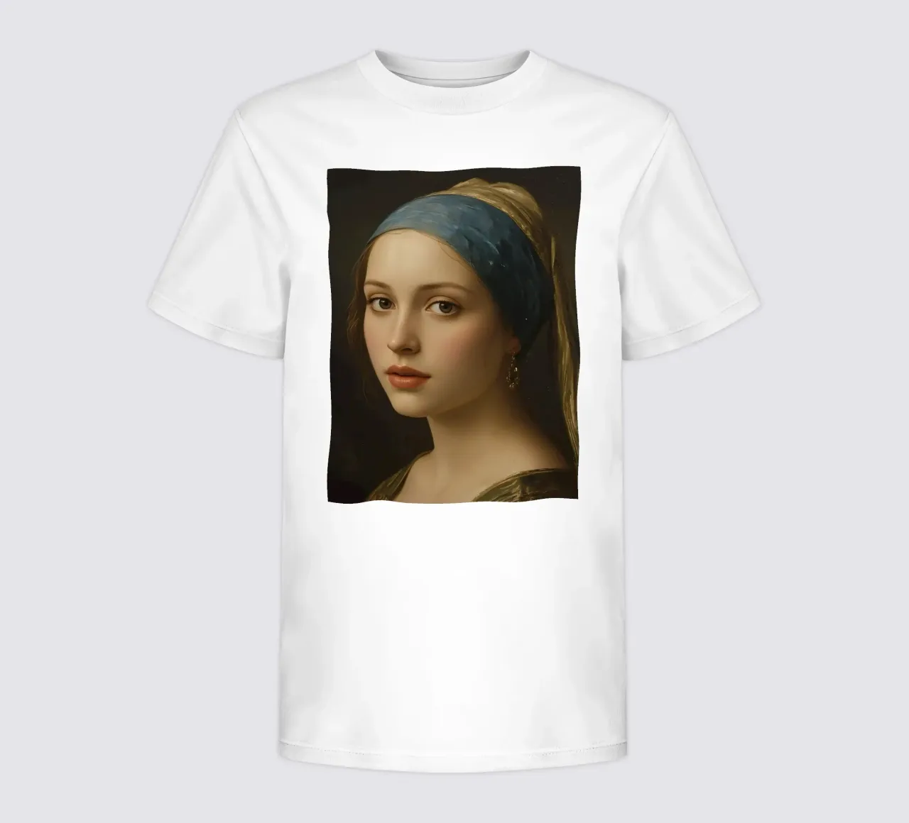 Young Woman in Headscarf with Soft expression & Calm look kids t-shirt by DesignDoodle