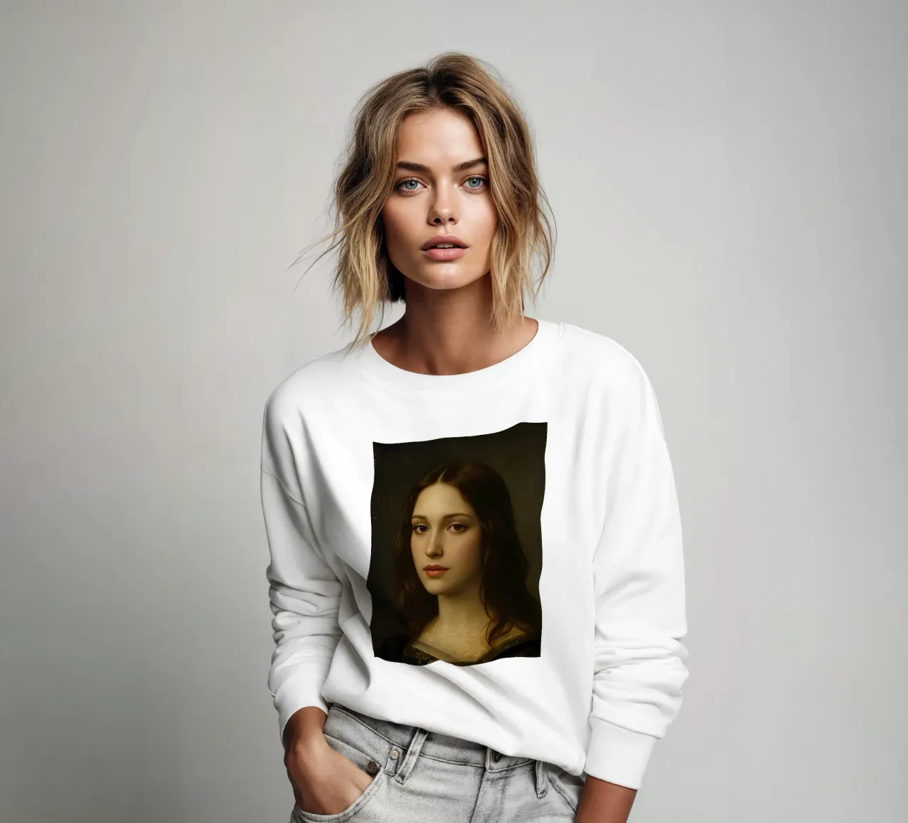 Ritratto classico di una giovane donna dal volto delicato felpa da DesignDoodle