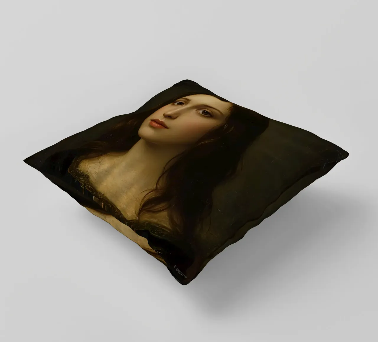 Ritratto classico di una giovane donna dal volto delicato cuscino da DesignDoodle