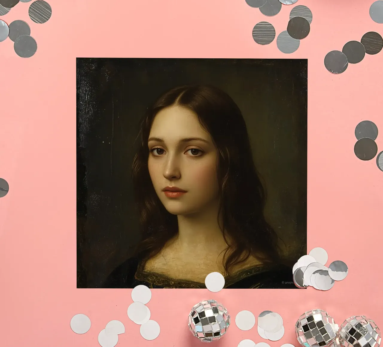 Ritratto classico di una giovane donna dal volto delicato adesivo da DesignDoodle