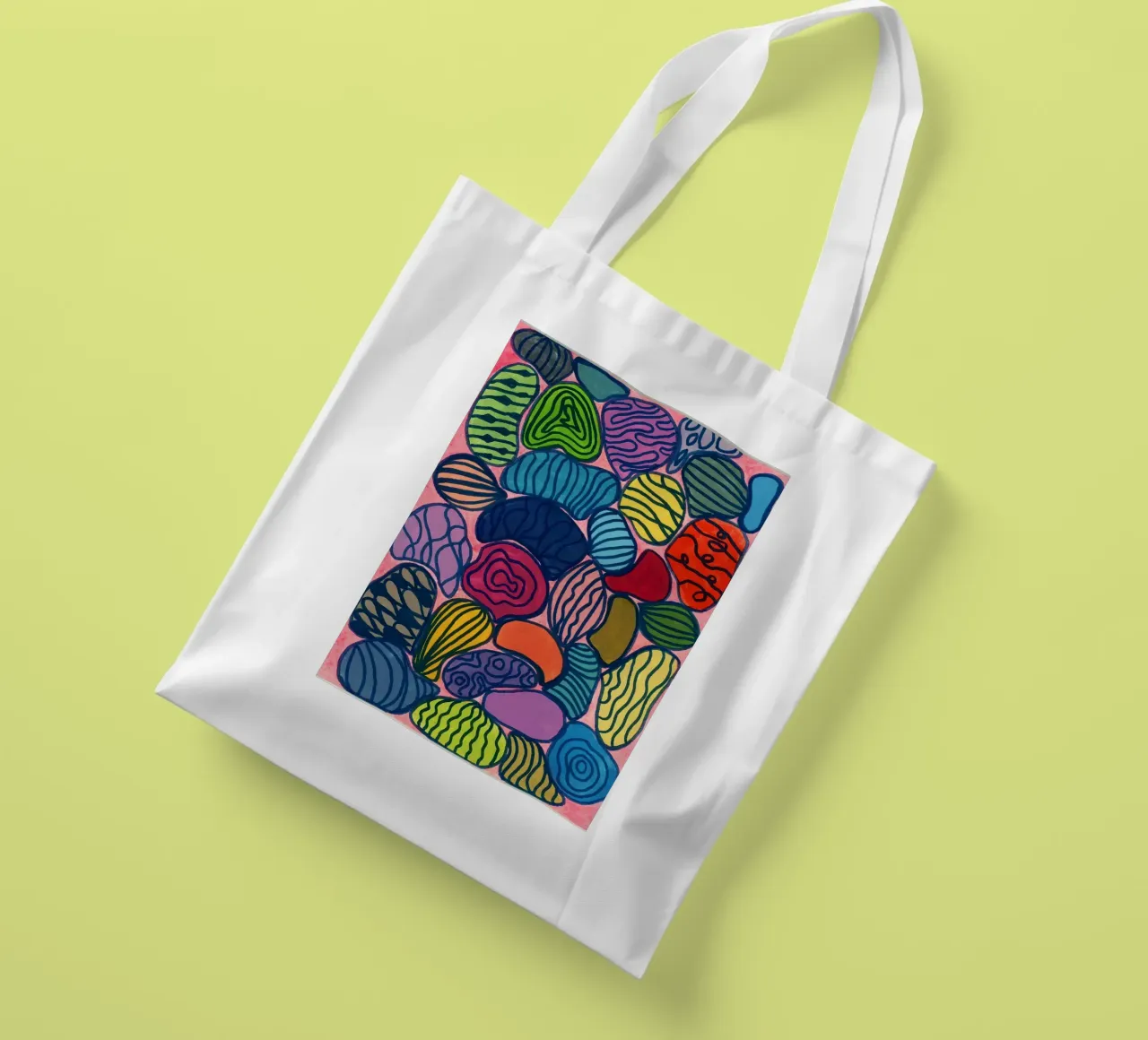 Pietre colorate a motivo borsa in juta da Nica Colorie