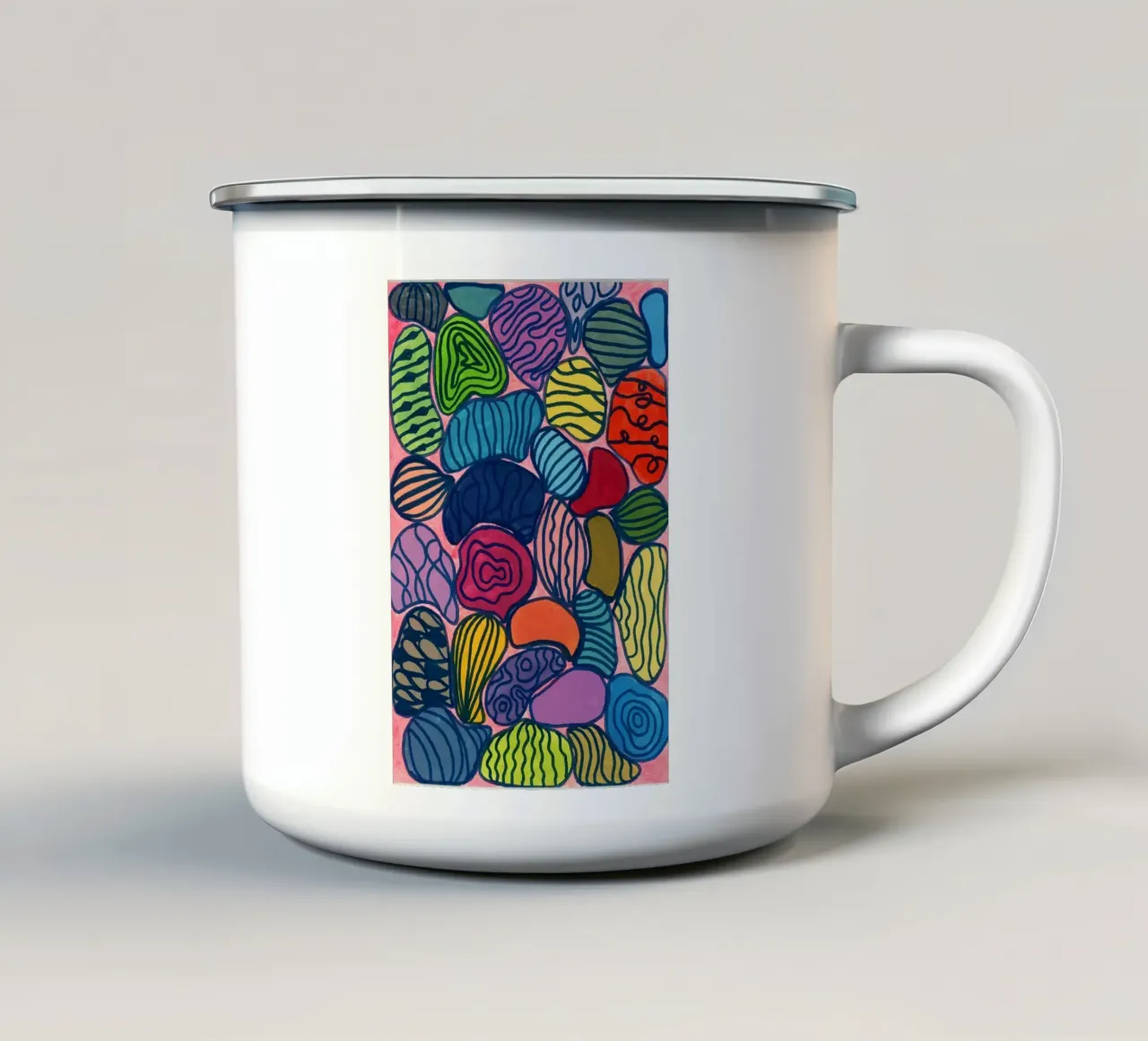 Pietre colorate a motivo tazza in smalto da Nica Colorie