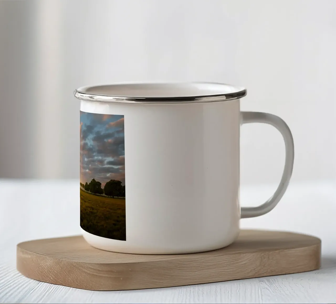 sunlight trees open space mug en émail de animal story home