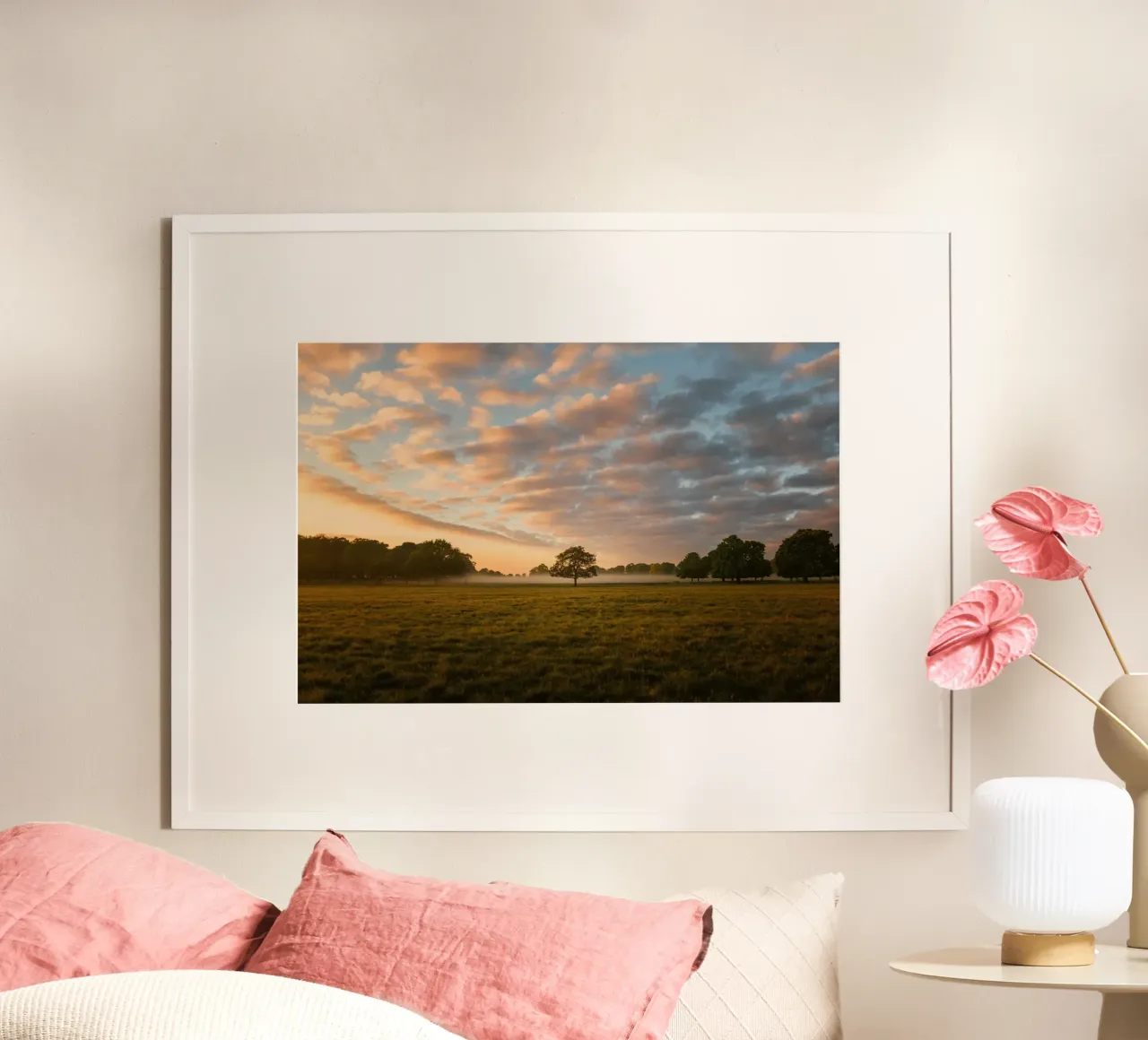 sunlight trees open space poster con telaio in plastica da animal story home