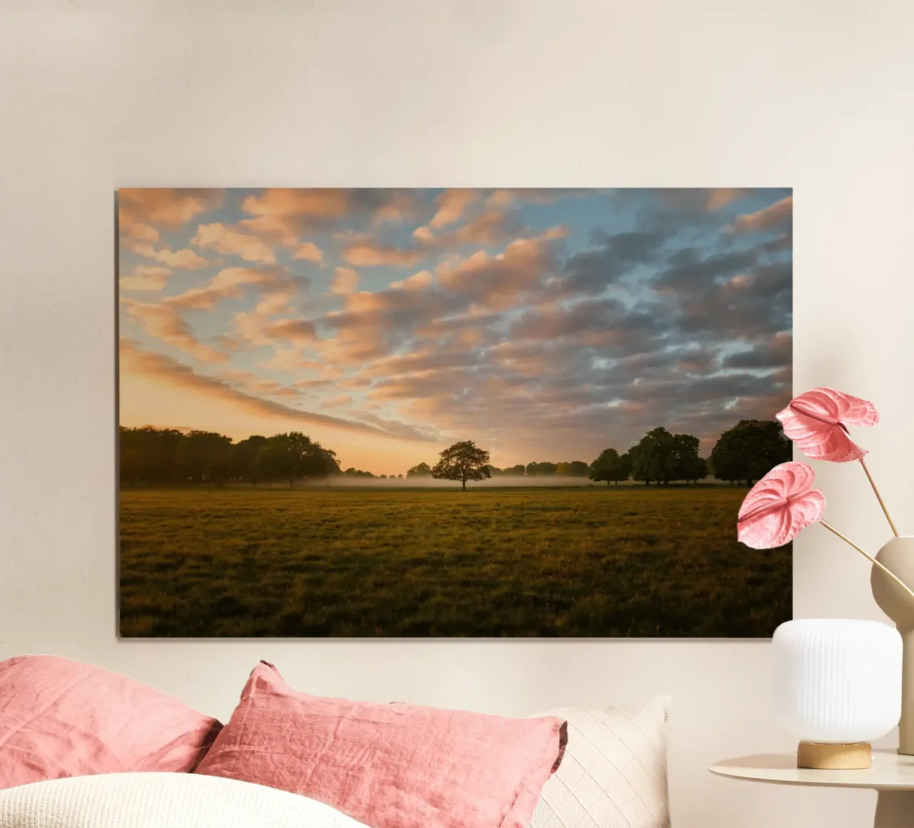 sunlight trees open space poster con telaio in plastica da animal story home