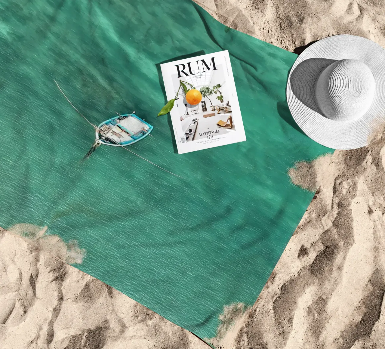 fishing boat marine life beach towel by cofa home
