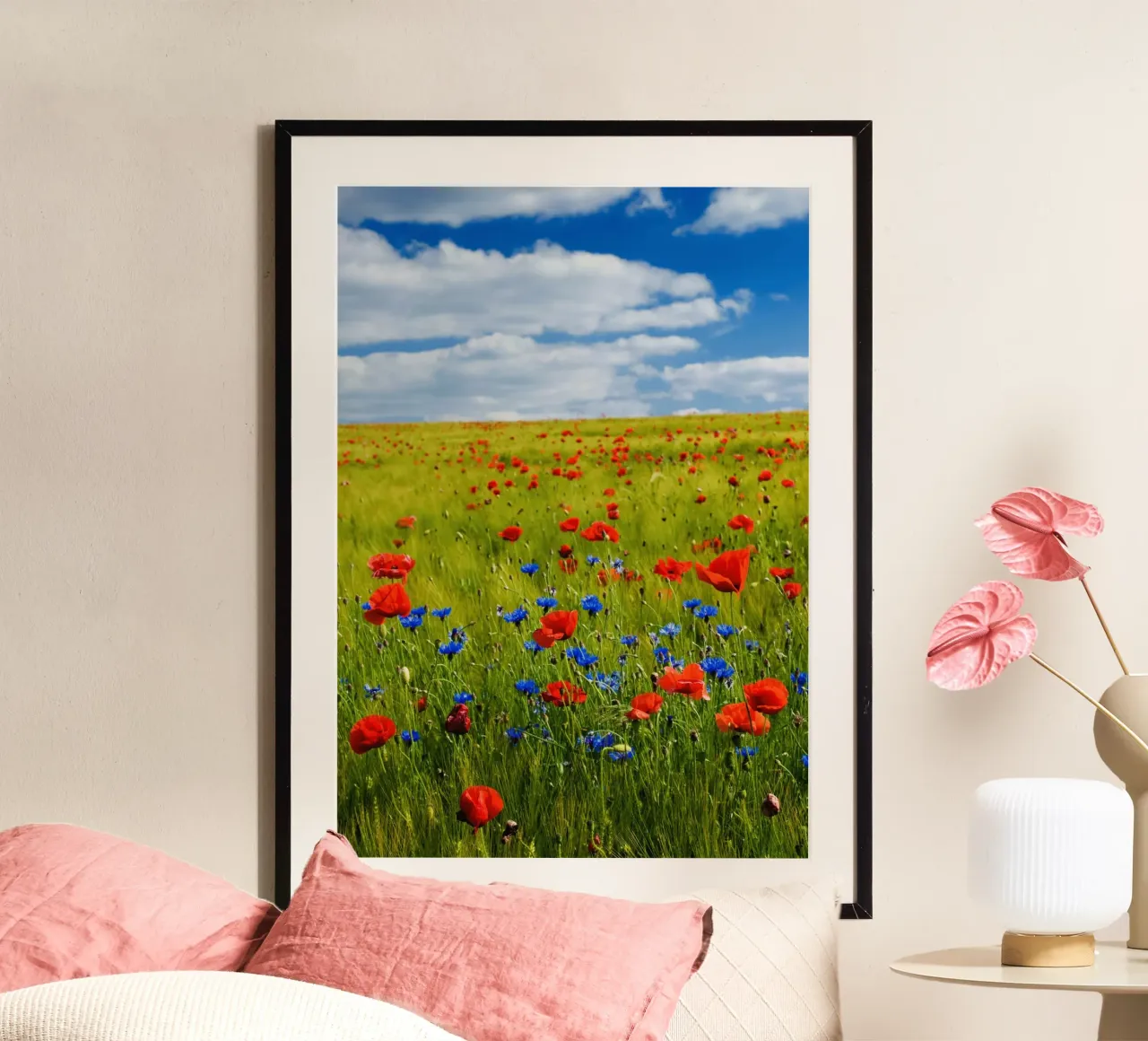 wildflowers poppies poster avec cadre en plastique de cofa home