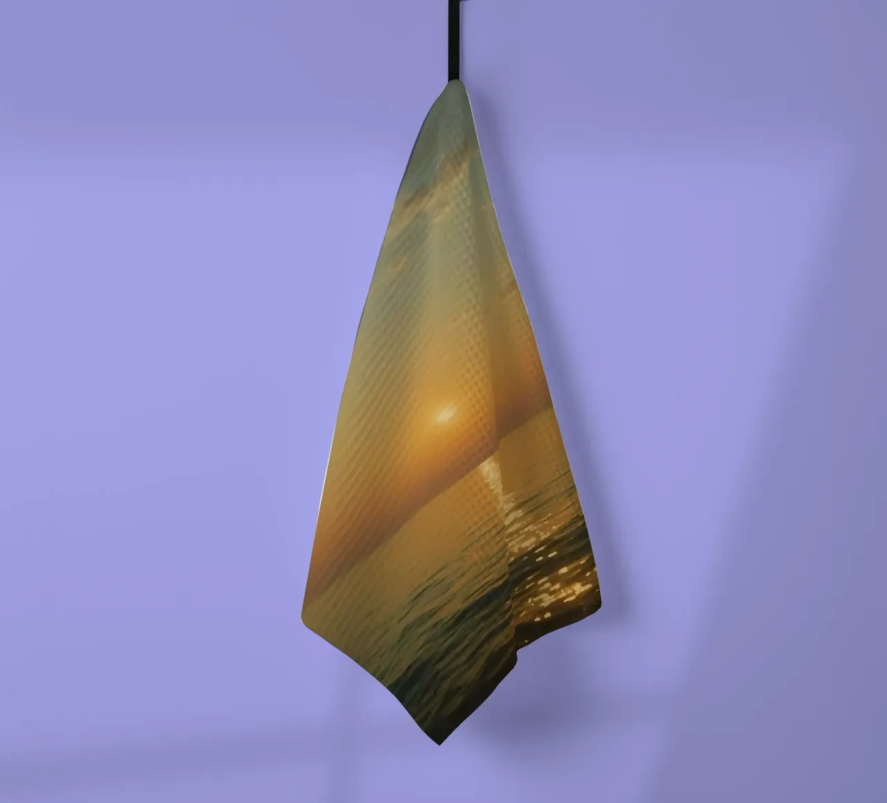 Tramonto sulle acque calme dell'oceano con riflessi dorati canovaccio da cucina da DesignDoodle
