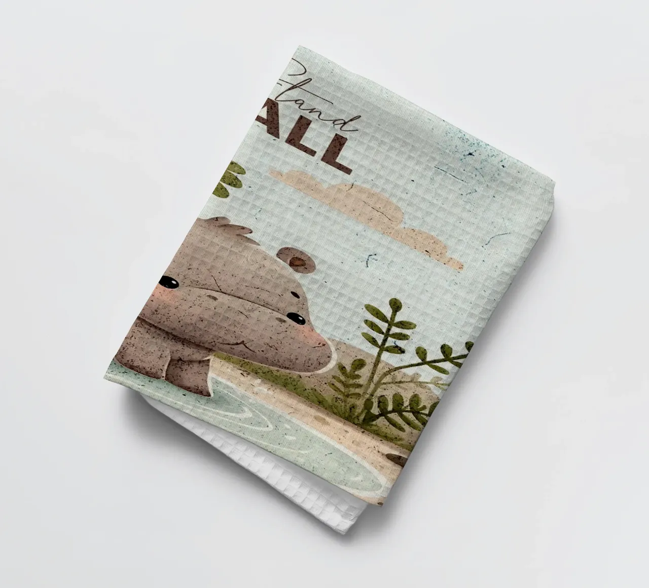 Illustration d'un hippopotame mignon torchon de E Cannon