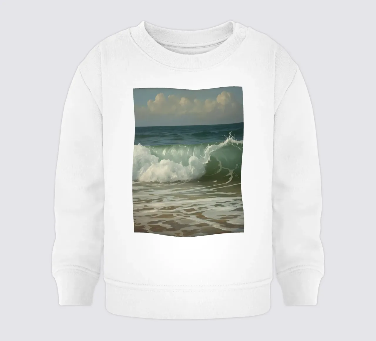Le onde dell'oceano si infrangono sulla riva sotto un cielo limpido felpa neonato da DesignDoodle