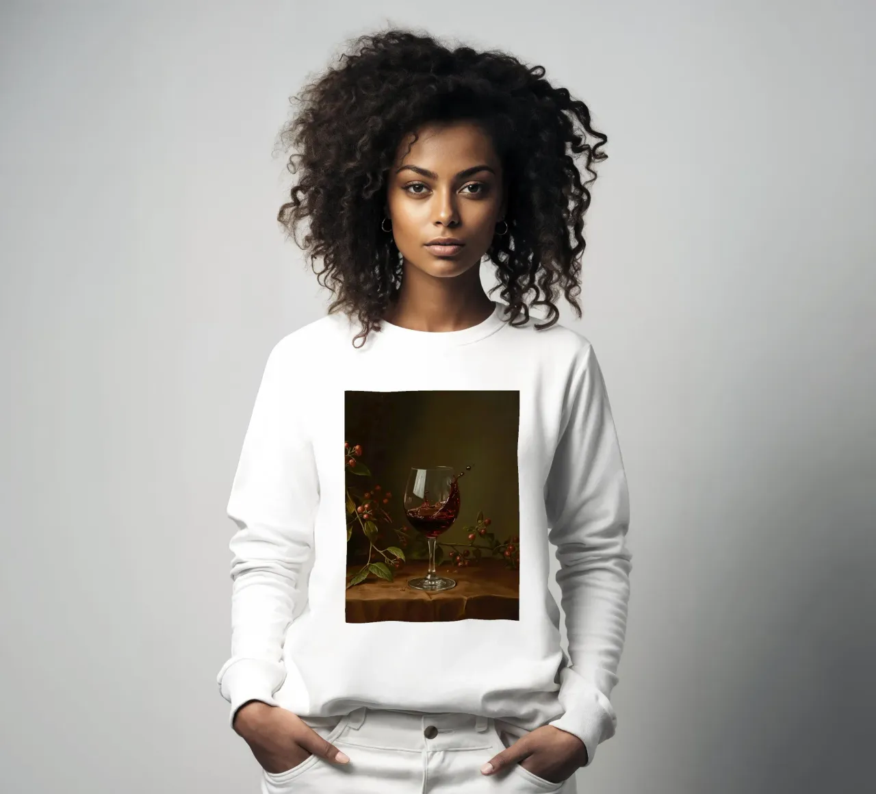 Spruzzi di vino rosso in un bicchiere circondato da bacche mature felpa da DesignDoodle