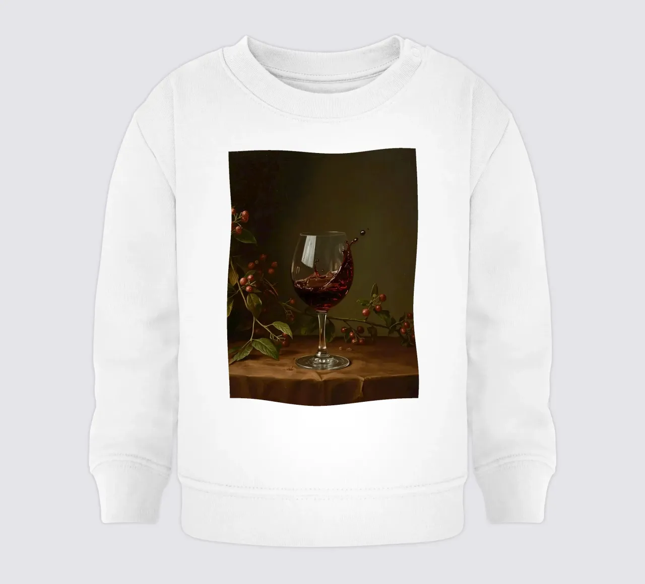Spruzzi di vino rosso in un bicchiere circondato da bacche mature felpa neonato da DesignDoodle