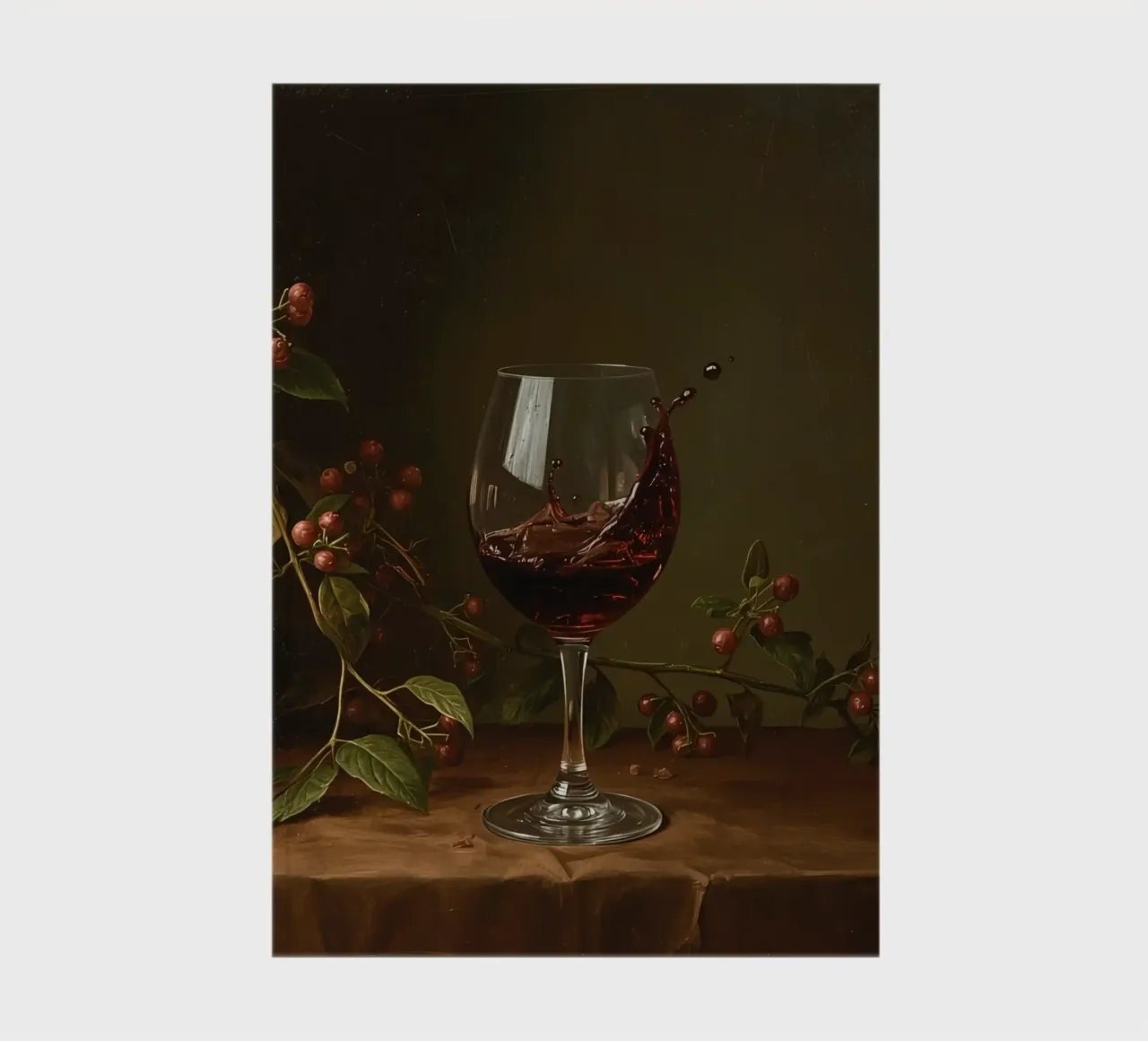 Red wine splashes in a glass surrounded by ripe berries notebook by DesignDoodle