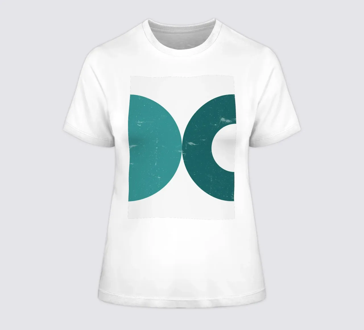 Retro halve cirkel duo - Moderne Kunstdruk dames t-shirt getailleerd van Casa Calm