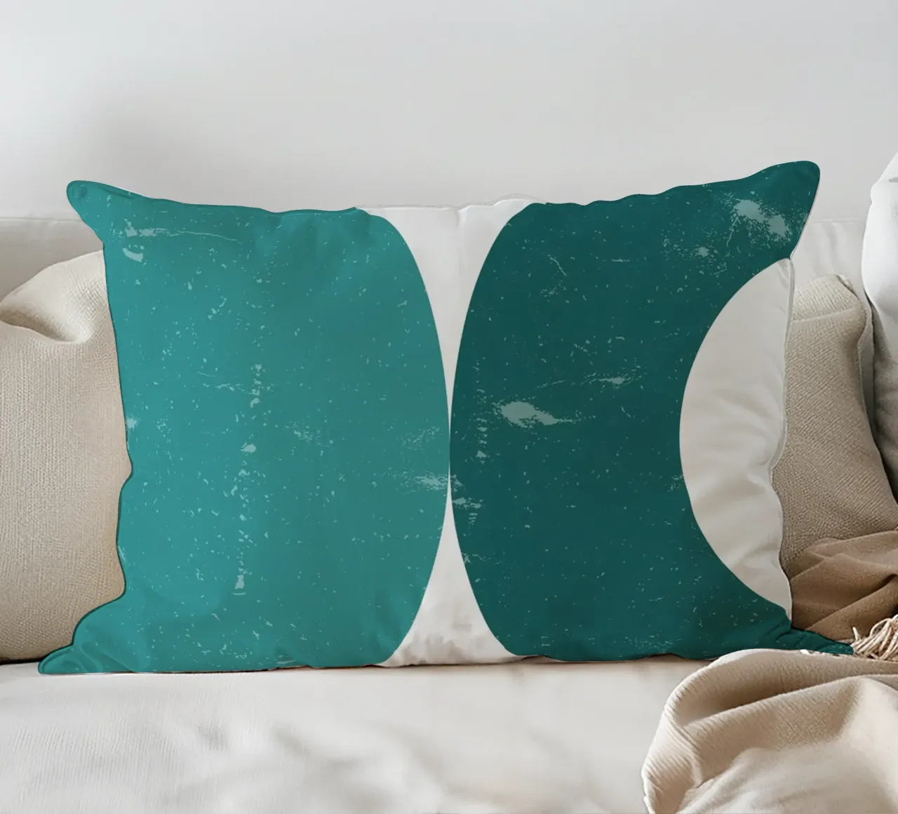 Retro semicircle duo - Modern Art Print decorative cushion by Casa Calm