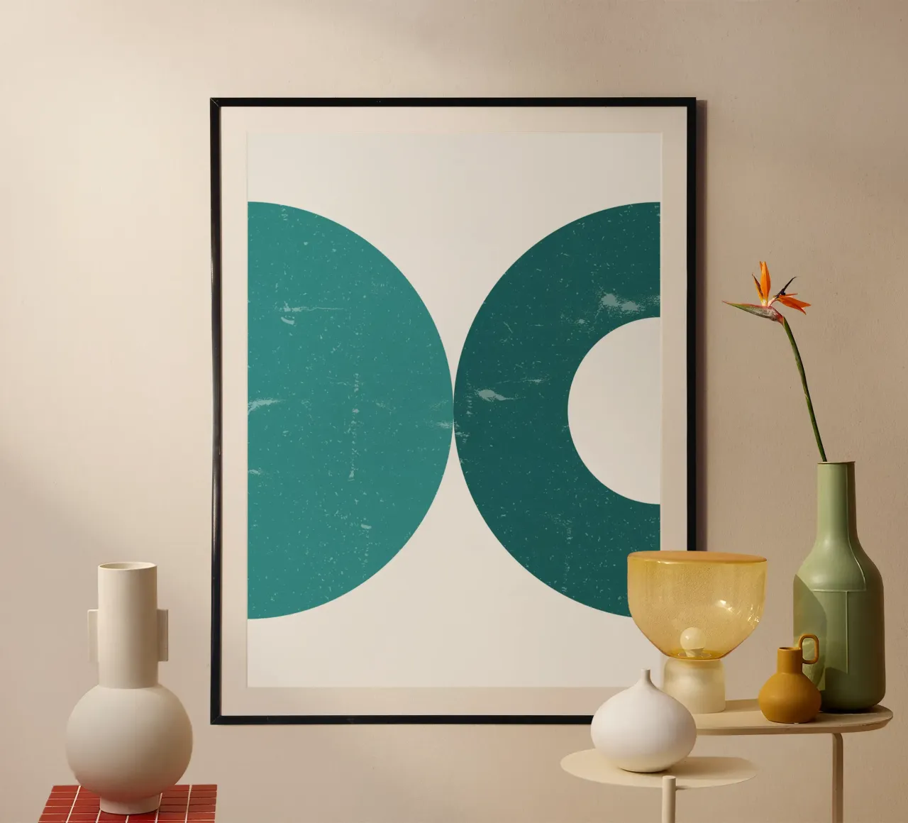 Retro halve cirkel duo - Moderne Kunstdruk hahnemühle van Casa Calm