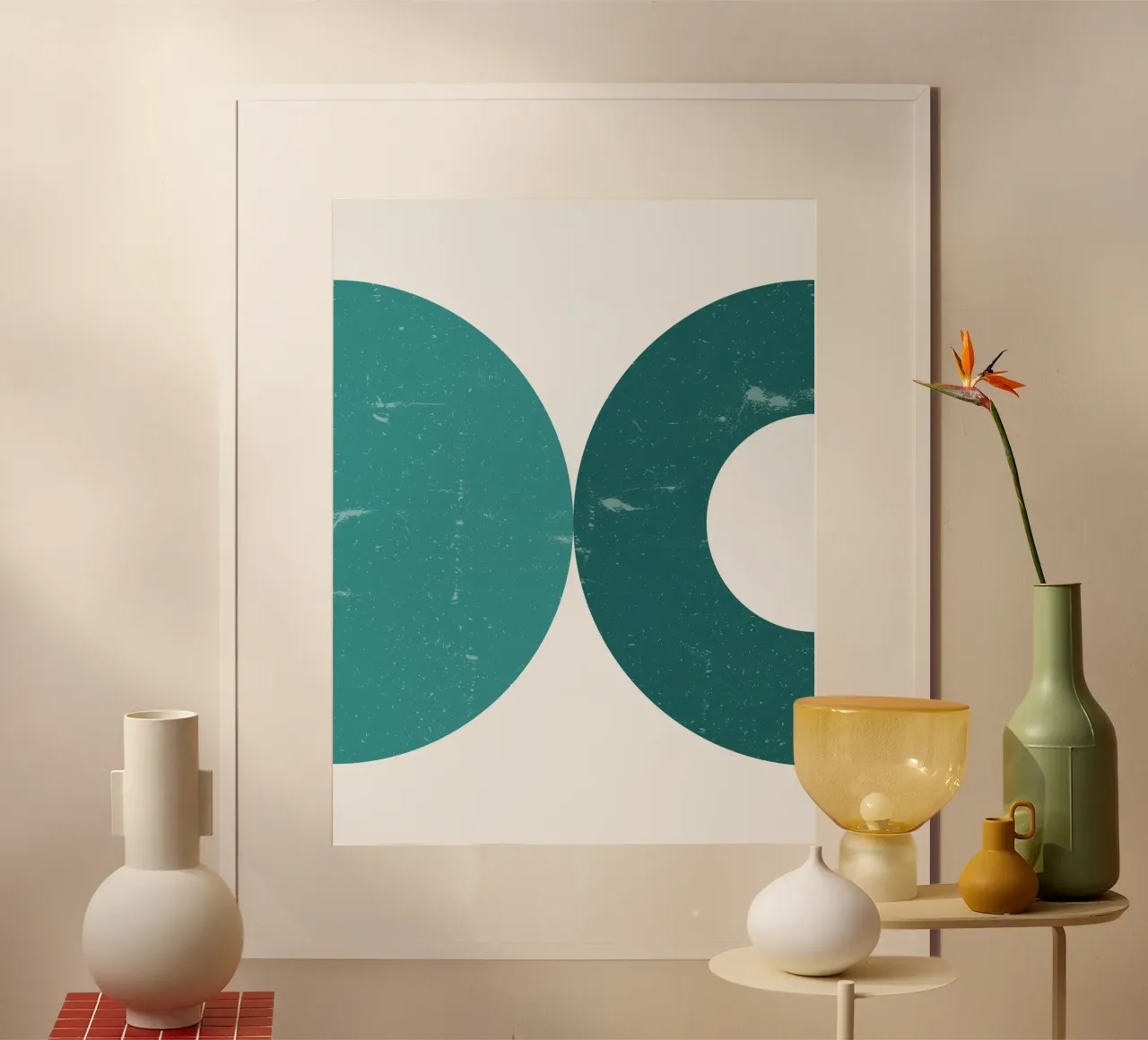 Retro halve cirkel duo - Moderne Kunstdruk hahnemühle van Casa Calm