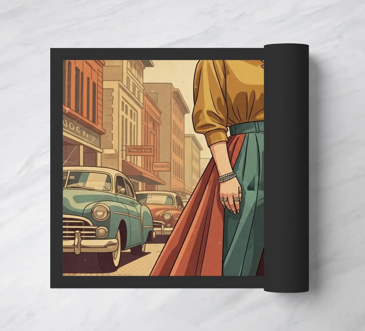 Billie Eilish vintage art doormat by Lembayung art