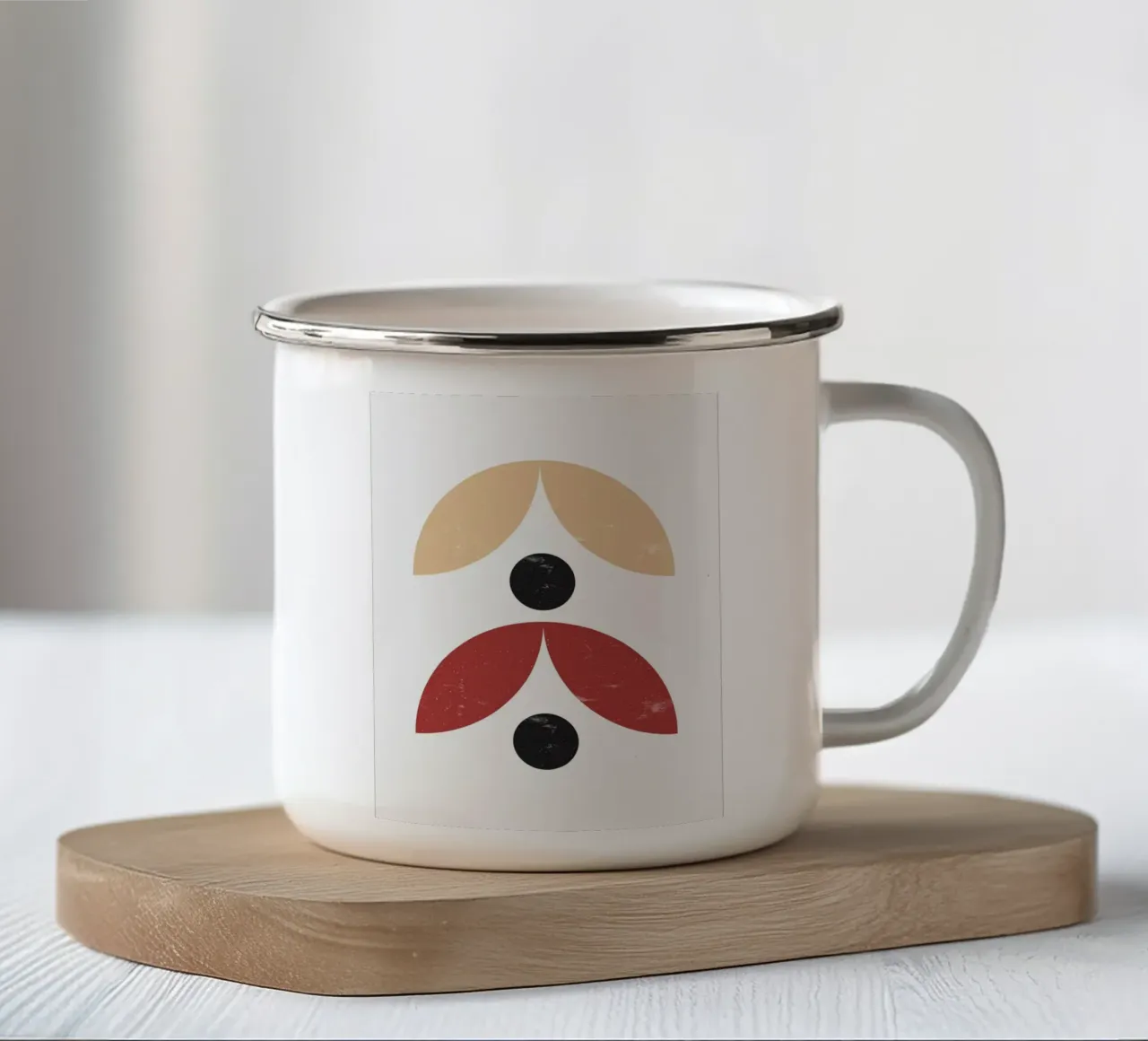 Duo di metà secolo - Design geometrico retrò tazza in smalto da Casa Calm