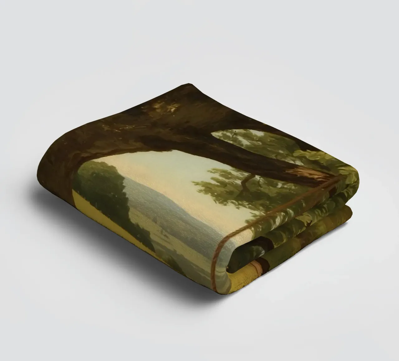 Swing hanging from a large tree overlooking rolling hills towel by DesignDoodle
