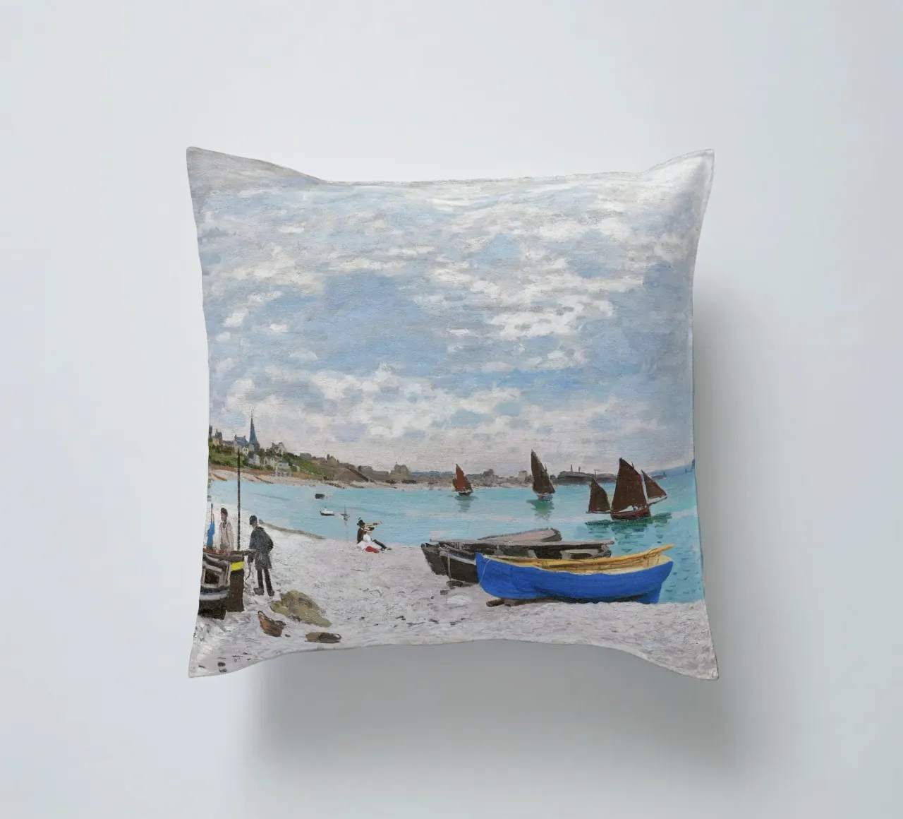 La spiaggia di Sainte-Adresse (1867) di Claude Monet cuscino da Monet Art Prints