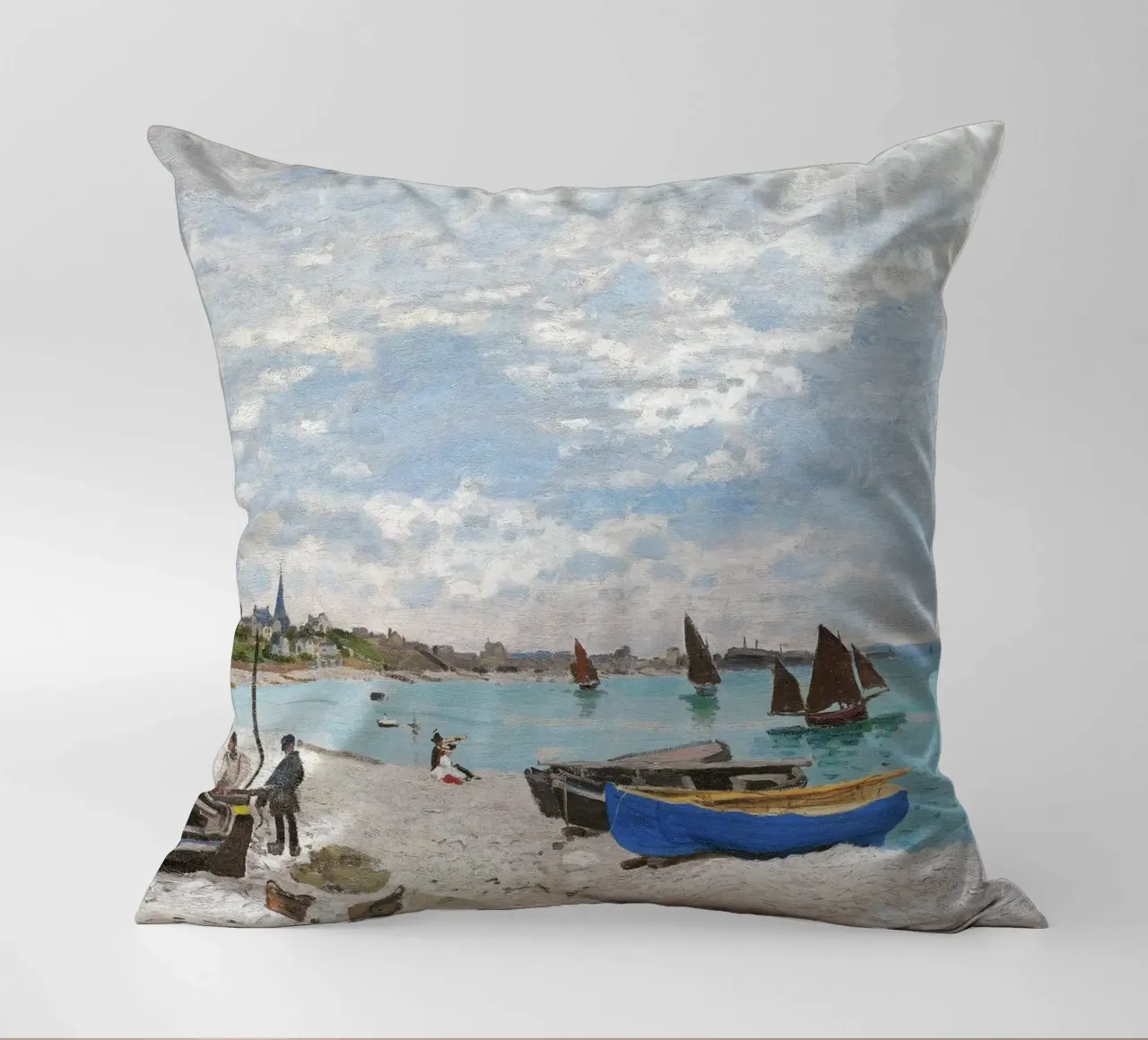 La spiaggia di Sainte-Adresse (1867) di Claude Monet cuscino da Monet Art Prints