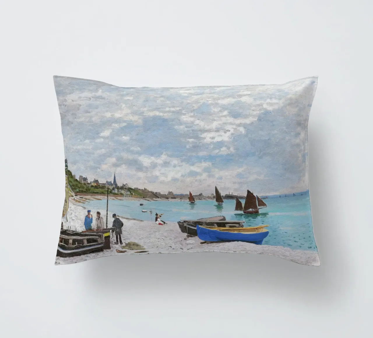 La spiaggia di Sainte-Adresse (1867) di Claude Monet cuscino da Monet Art Prints