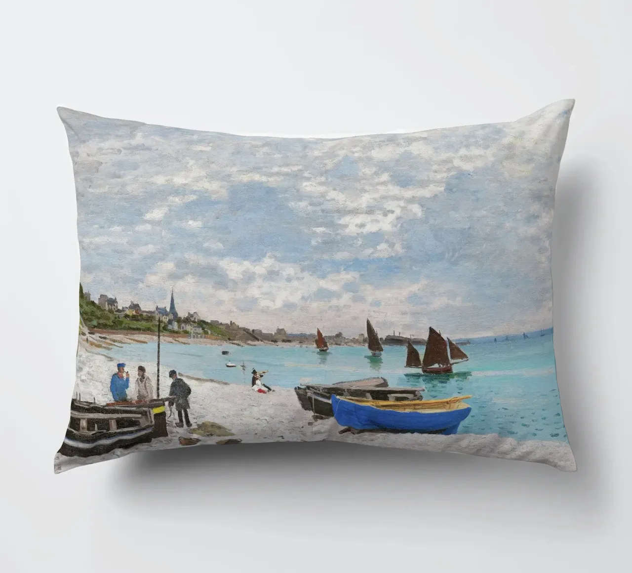 La spiaggia di Sainte-Adresse (1867) di Claude Monet cuscino da Monet Art Prints