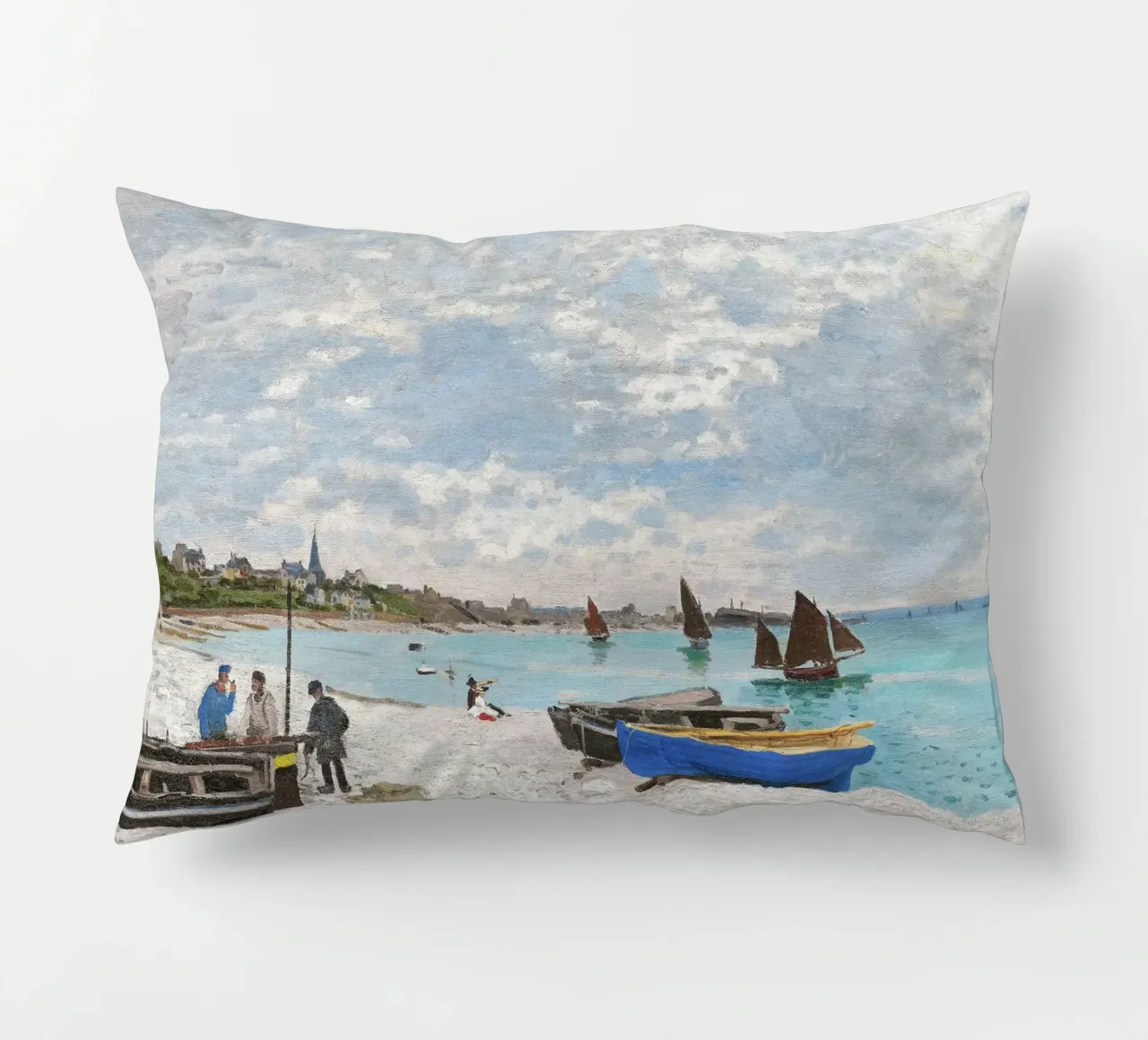 La spiaggia di Sainte-Adresse (1867) di Claude Monet cuscino da Monet Art Prints