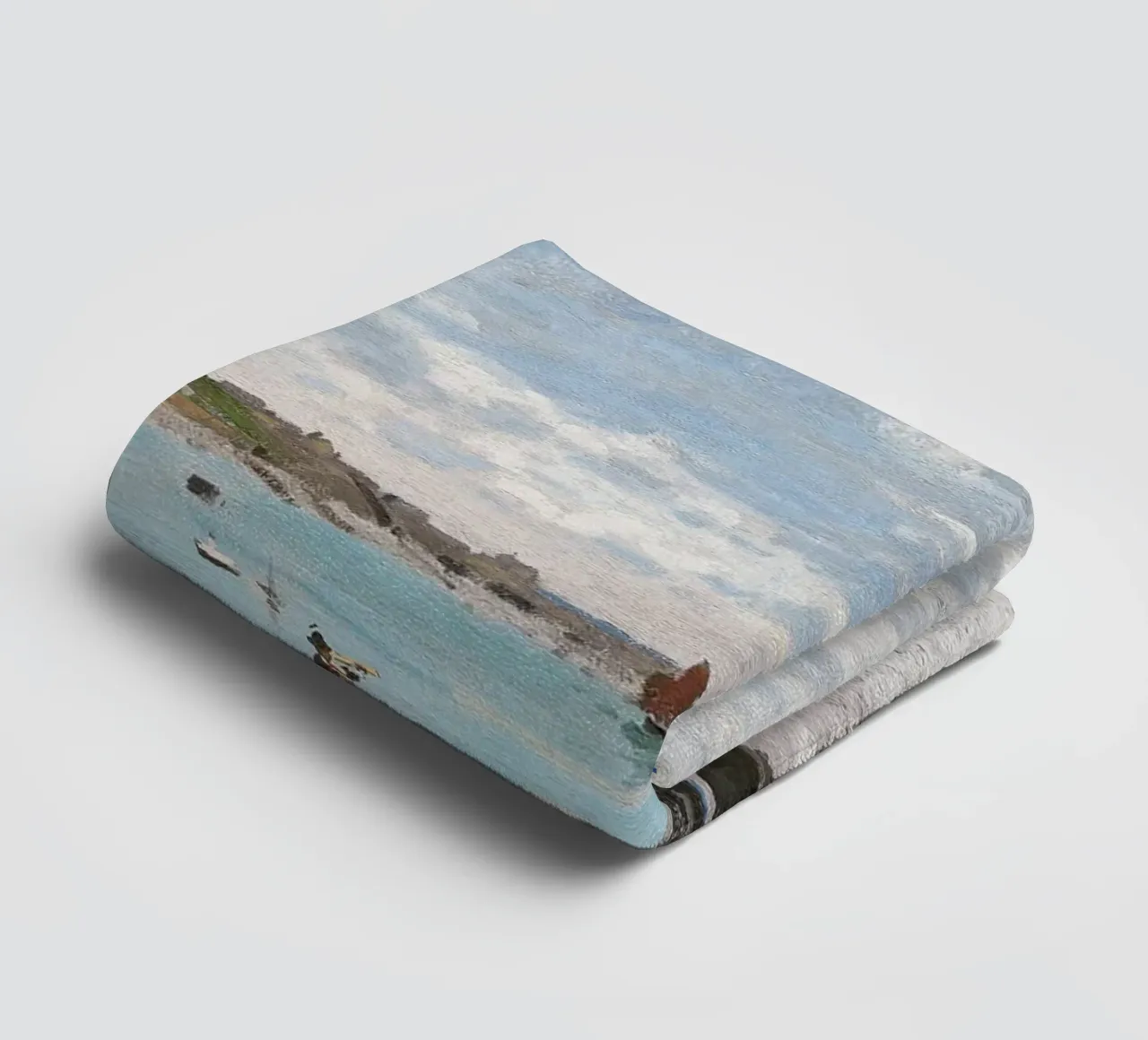 The Beach at Sainte-Adresse (1867) by Claude Monet towel by Monet Art Prints