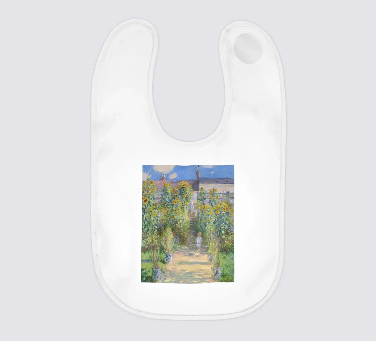 The Artist's Garden at Vétheuil (1881) by Claude Monet baby bib by Monet Art Prints