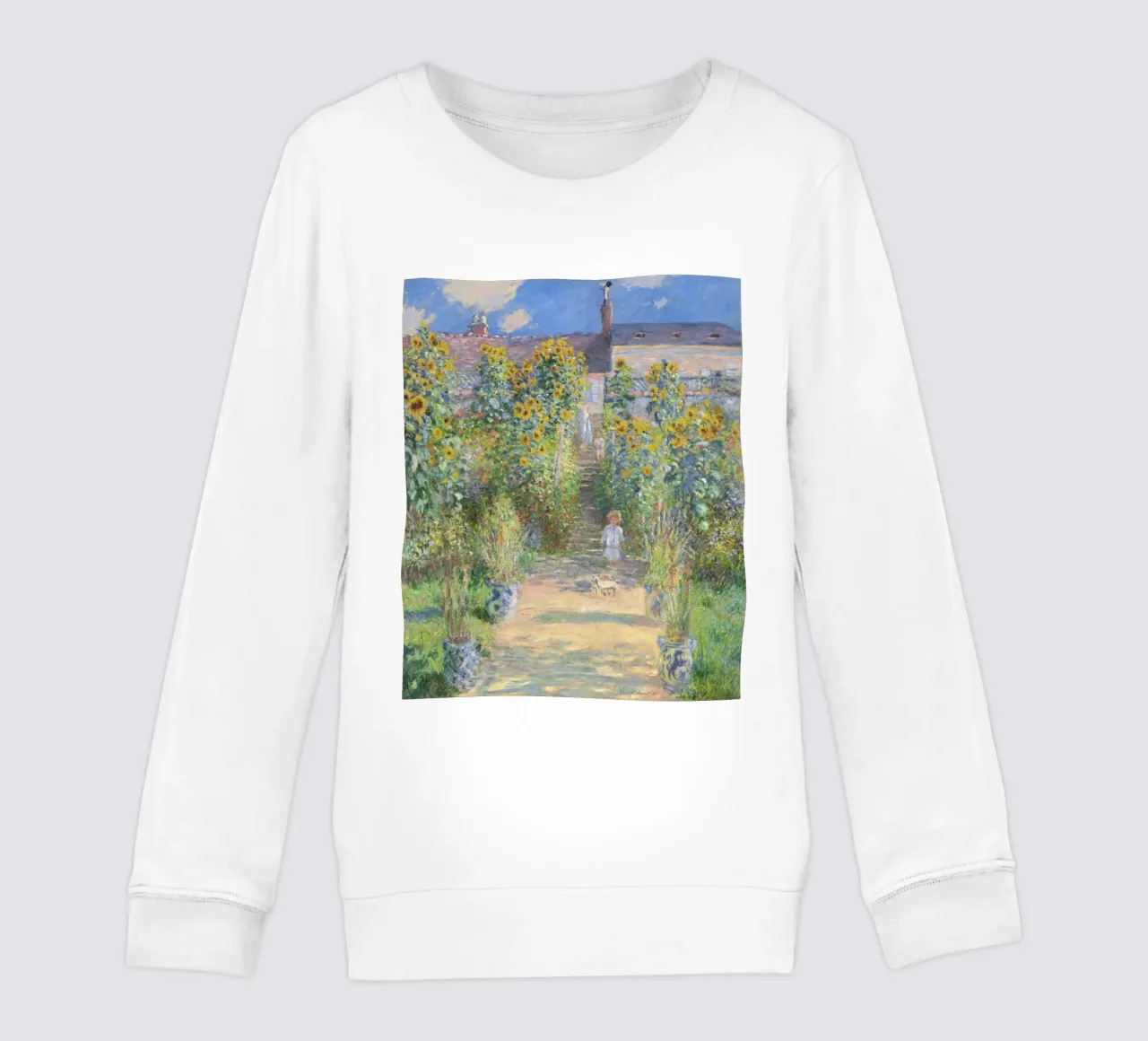 The Artist's Garden at Vétheuil (1881) by Claude Monet kids sweatshirt by Monet Art Prints
