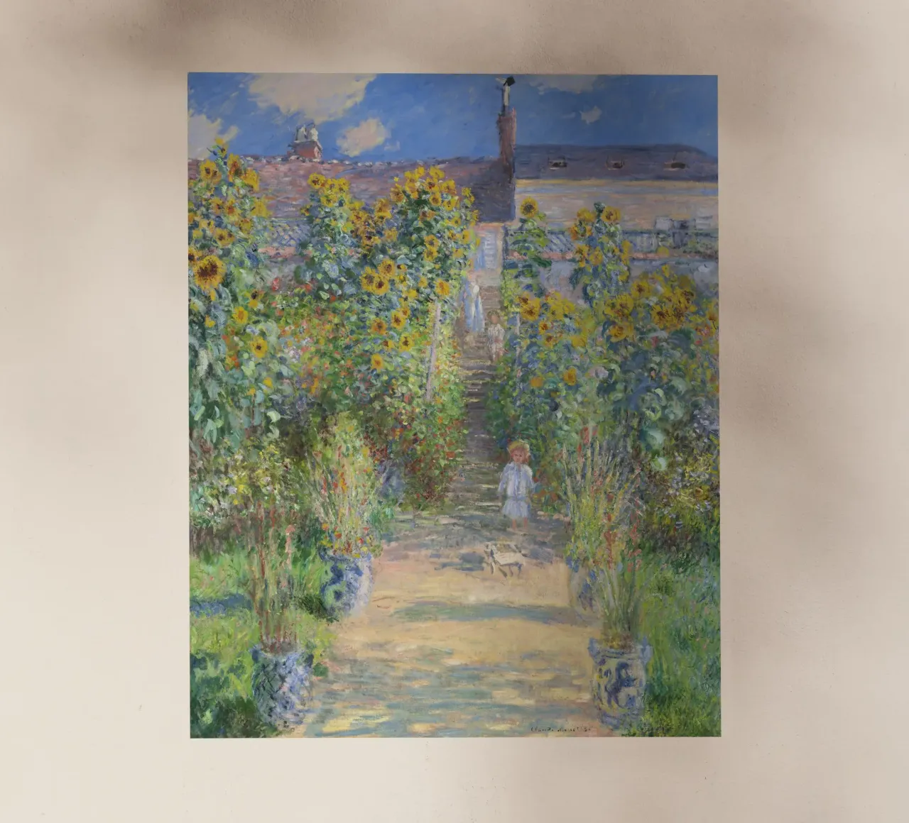The Artist's Garden at Vétheuil (1881) by Claude Monet backlit film by Monet Art Prints