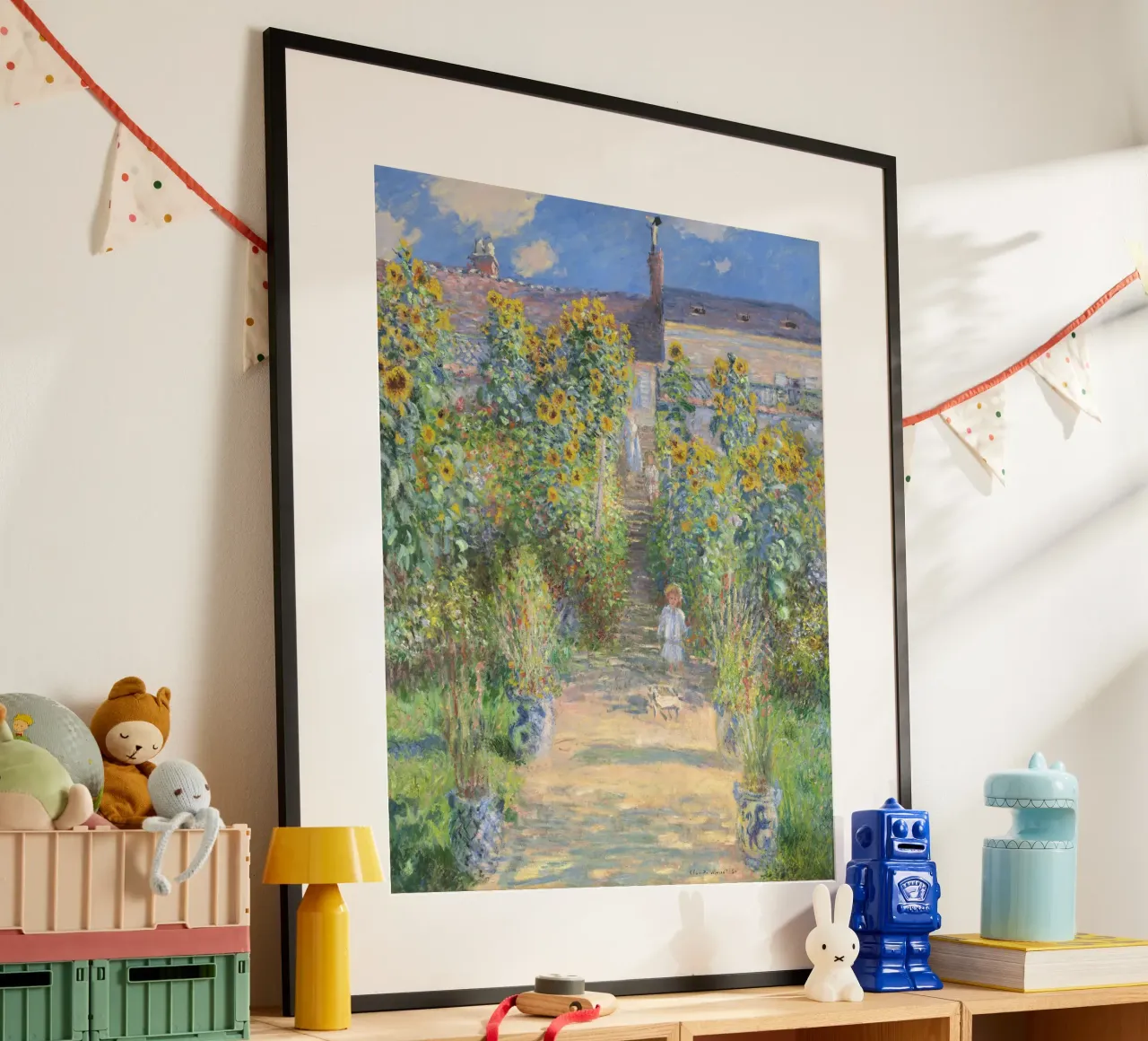 Il giardino dell'artista a Vétheuil (1881) di Claude Monet poster con telaio in alluminio da Monet Art Prints