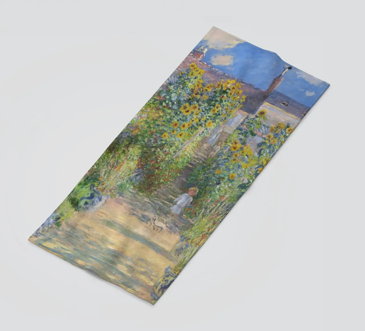 The Artist's Garden at Vétheuil (1881) by Claude Monet beach towel by Monet Art Prints