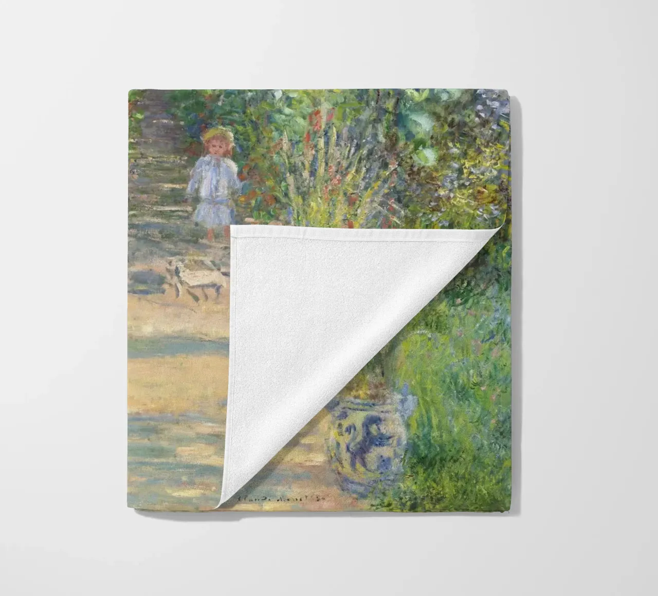 The Artist's Garden at Vétheuil (1881) by Claude Monet beach towel by Monet Art Prints