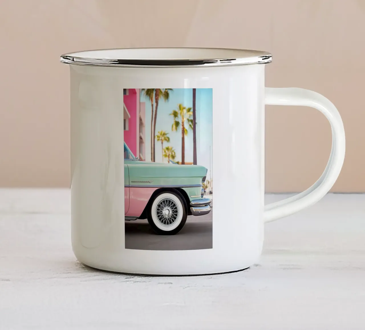 LA Retro Car enamel mug by robertmotoiart