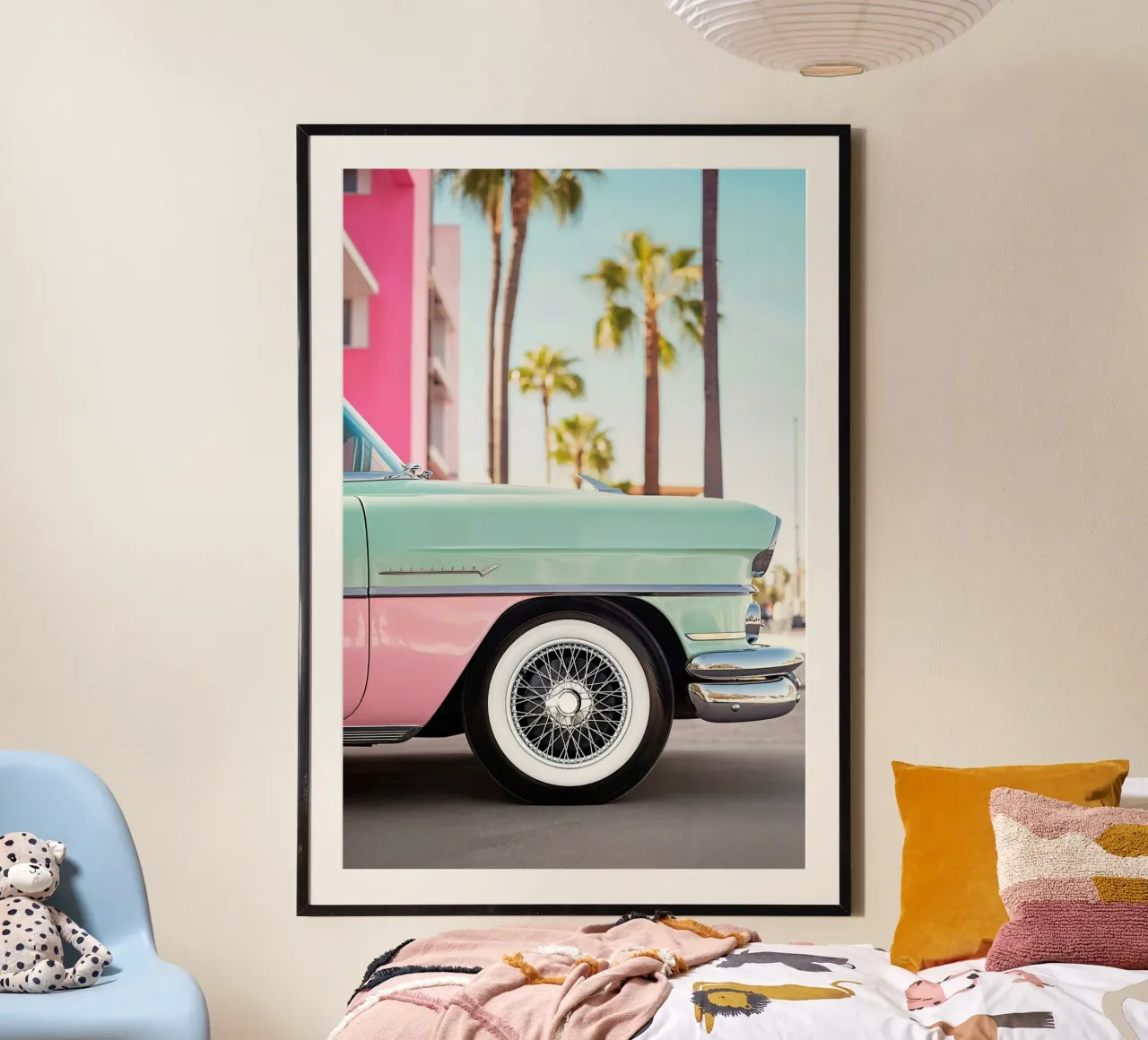 LA Retro Car poster with plastic frame by robertmotoiart