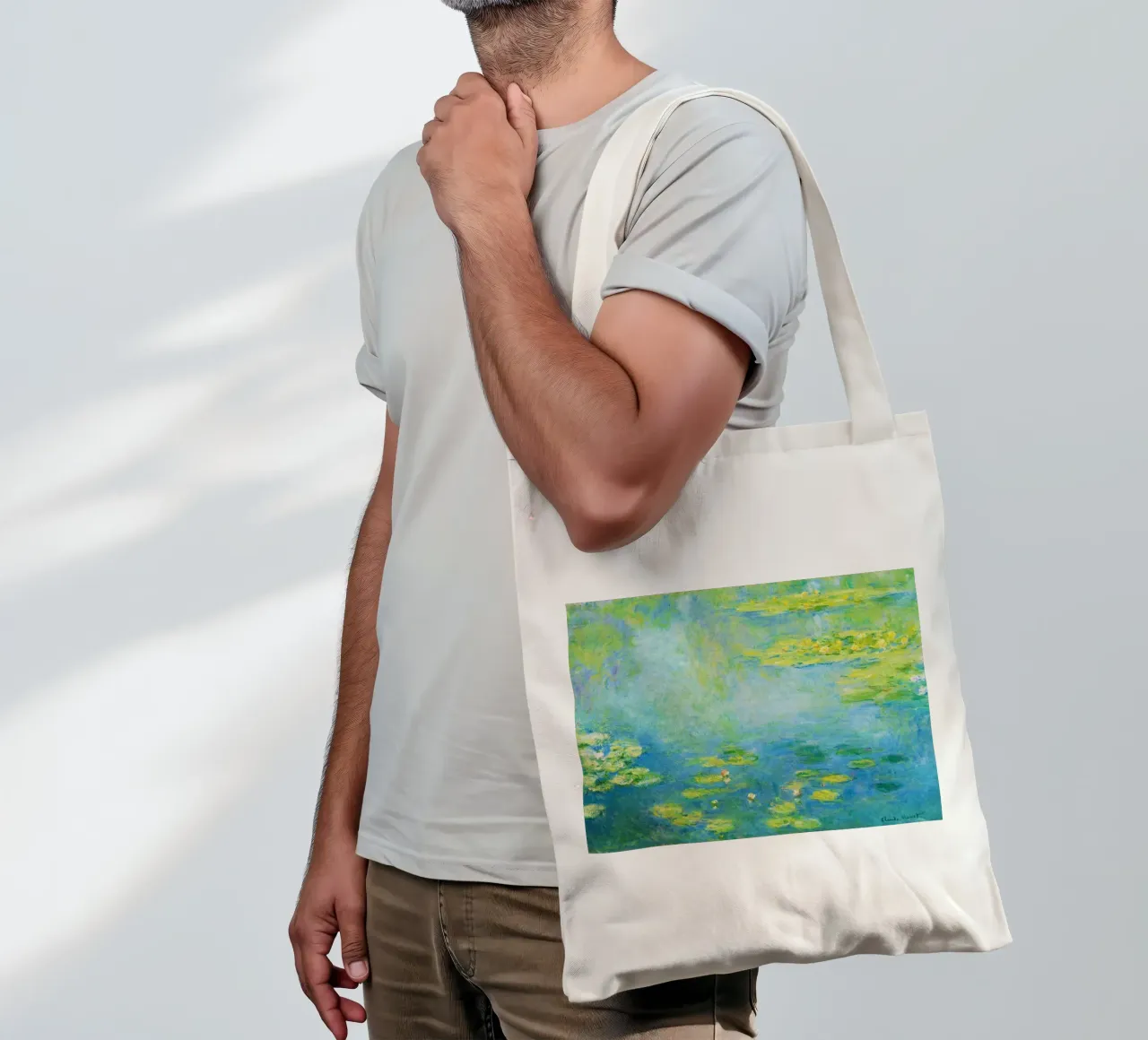 Ninfee di Claude Monet borsa in juta da Monet Art Prints