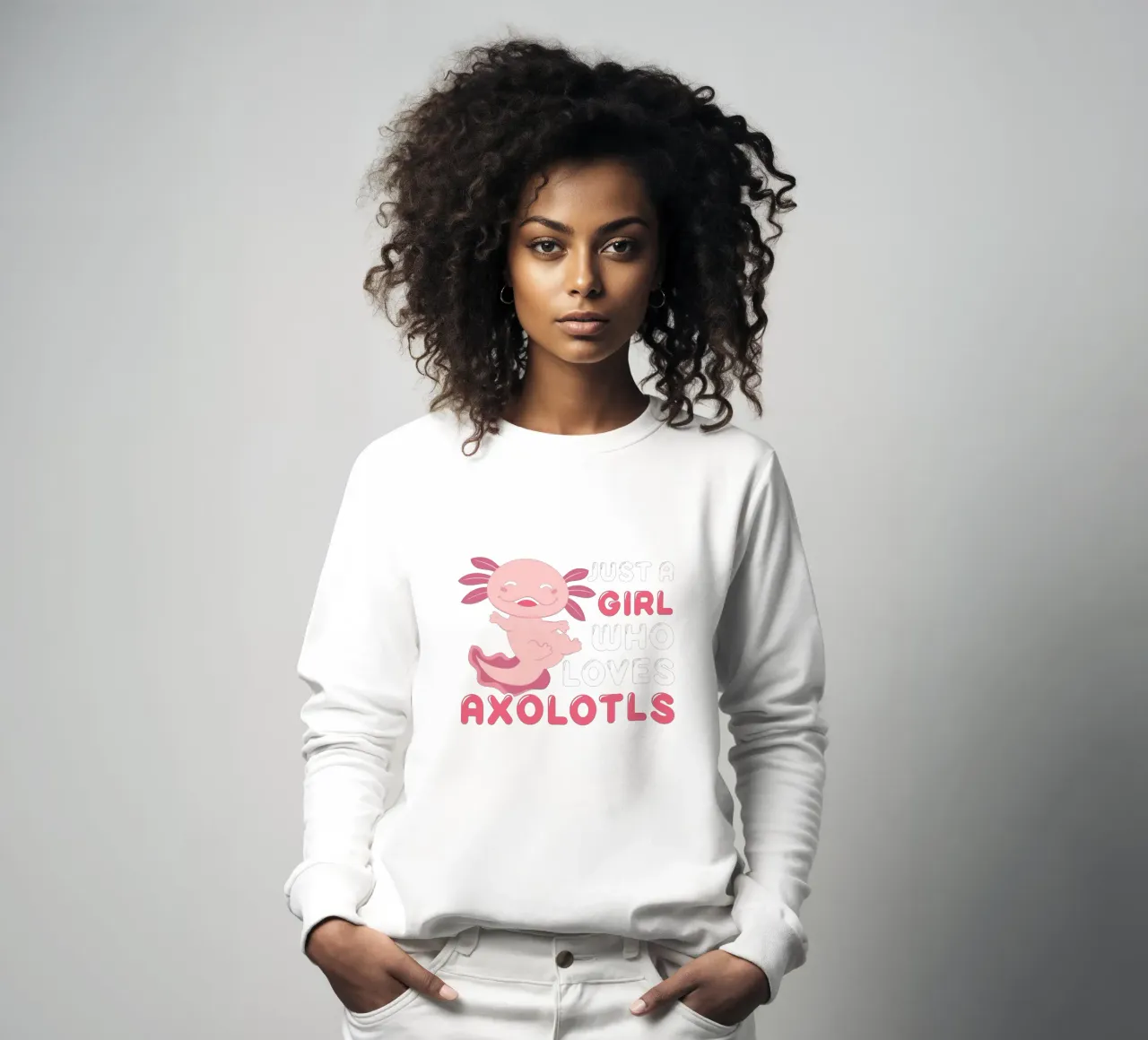 Just a girl who loves axolotls sweatshirt by edsonramosart
