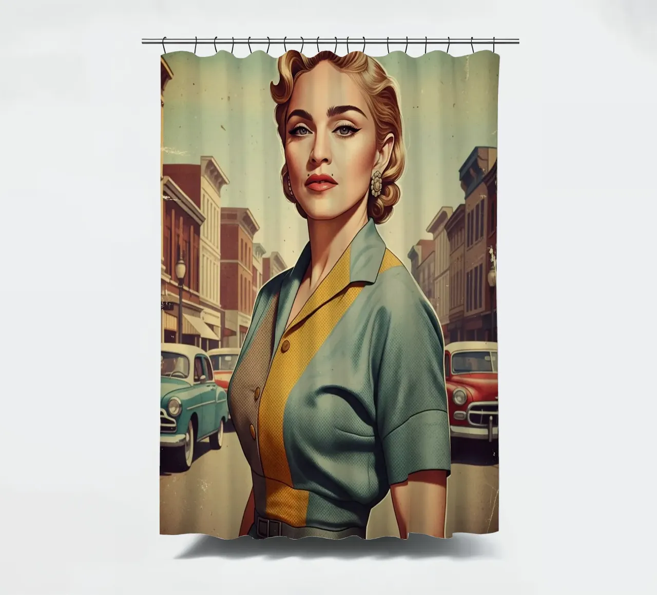 Madonna vintage style shower curtain by Lembayung art