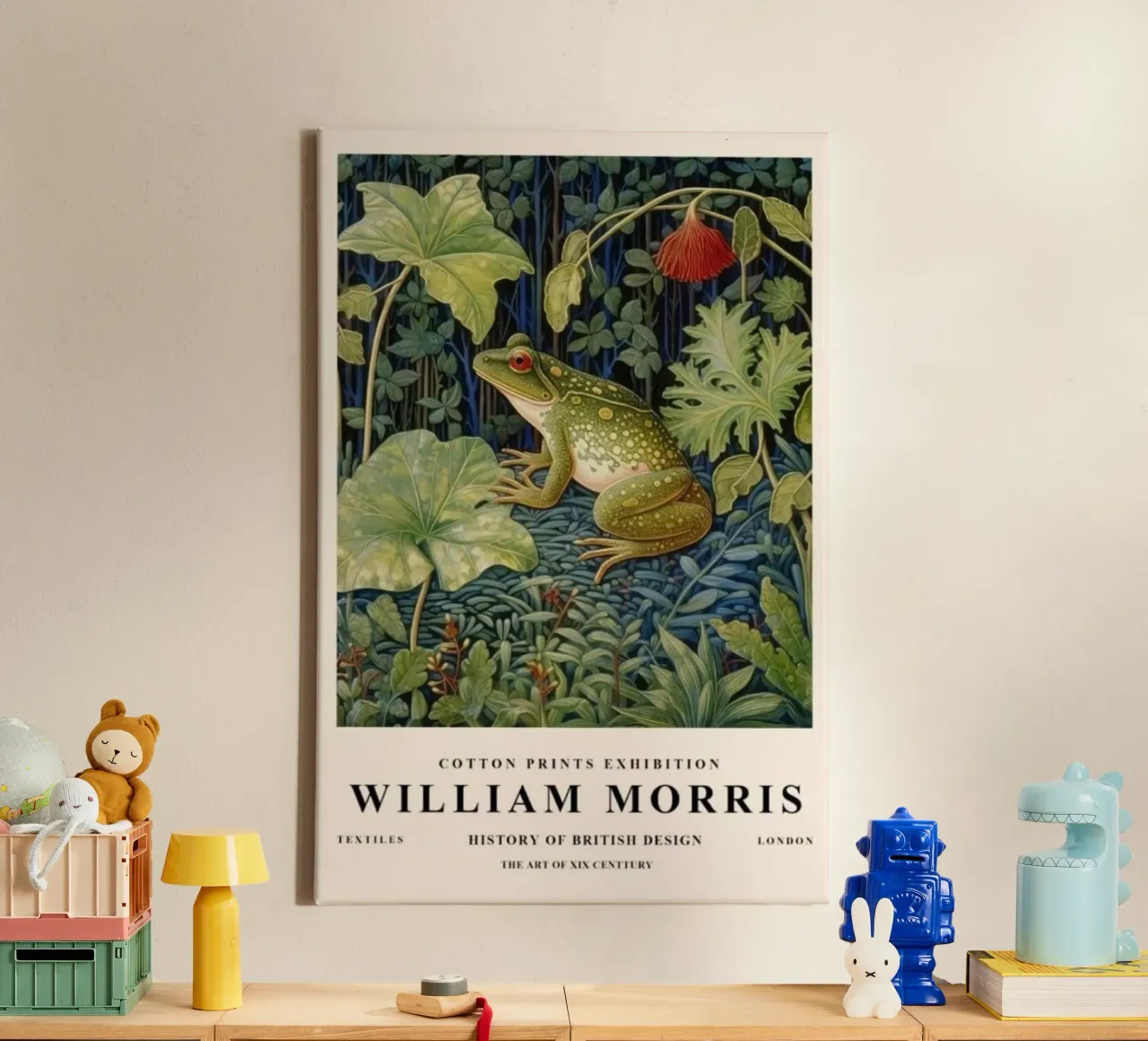 frog in the middle of the forest with leaves canvas by Ropech Shop