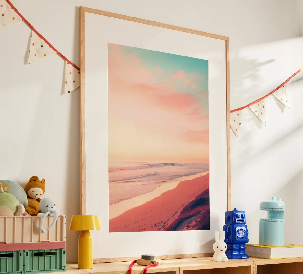 Pastel Horizon poster con telaio in alluminio da robertmotoiart