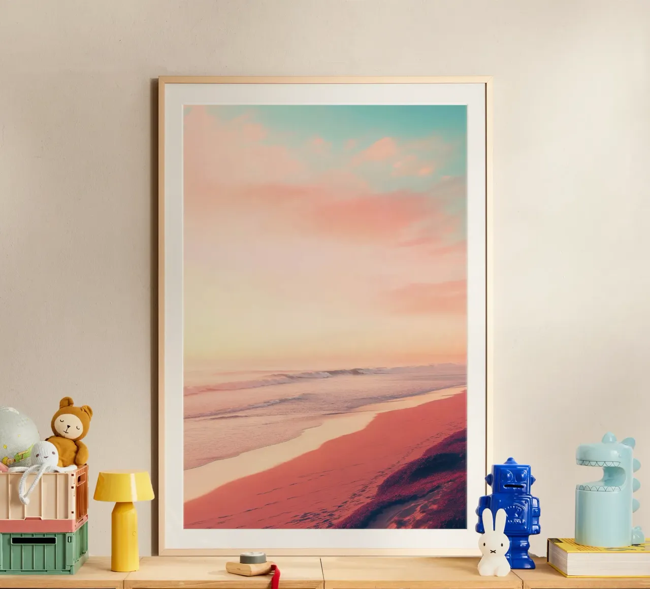 Pastel Horizon poster con telaio in alluminio da robertmotoiart