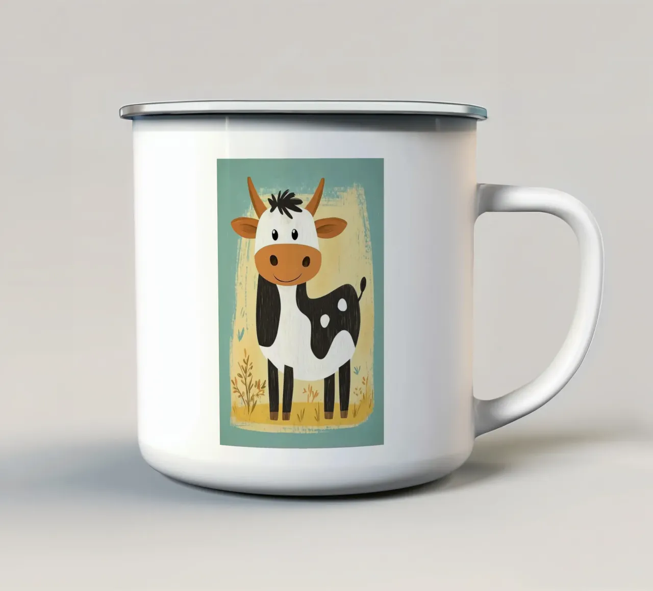 Mucca carina dei cartoni animati tazza in smalto da E Cannon