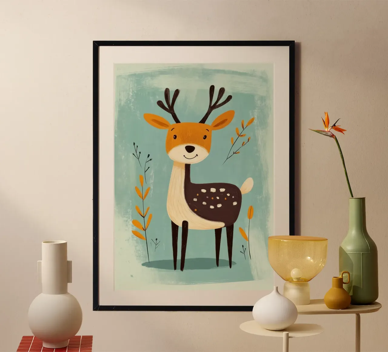 Carino il cervo dei cartoni animati poster da E Cannon