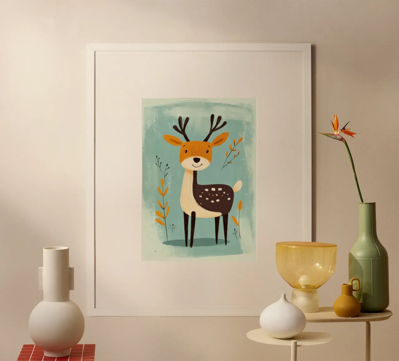 Carino il cervo dei cartoni animati poster da E Cannon