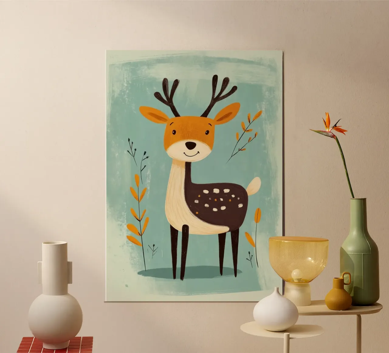 Carino il cervo dei cartoni animati poster da E Cannon