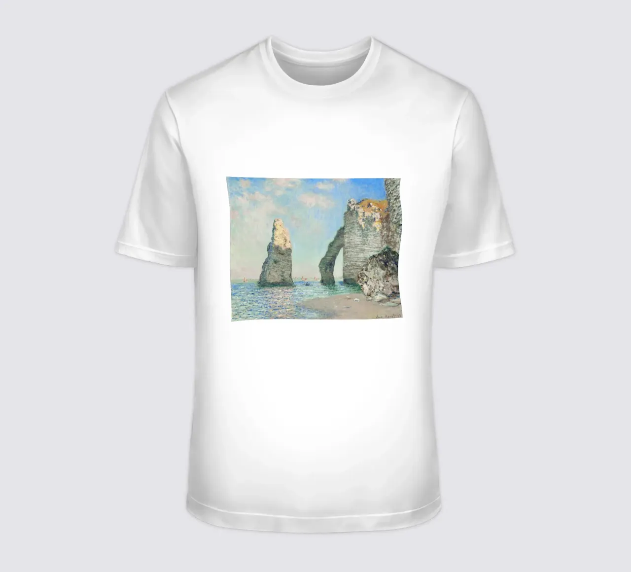 Le scogliere di Étretat di Claude Monet (1885) t-shirt da Classic Art Prints
