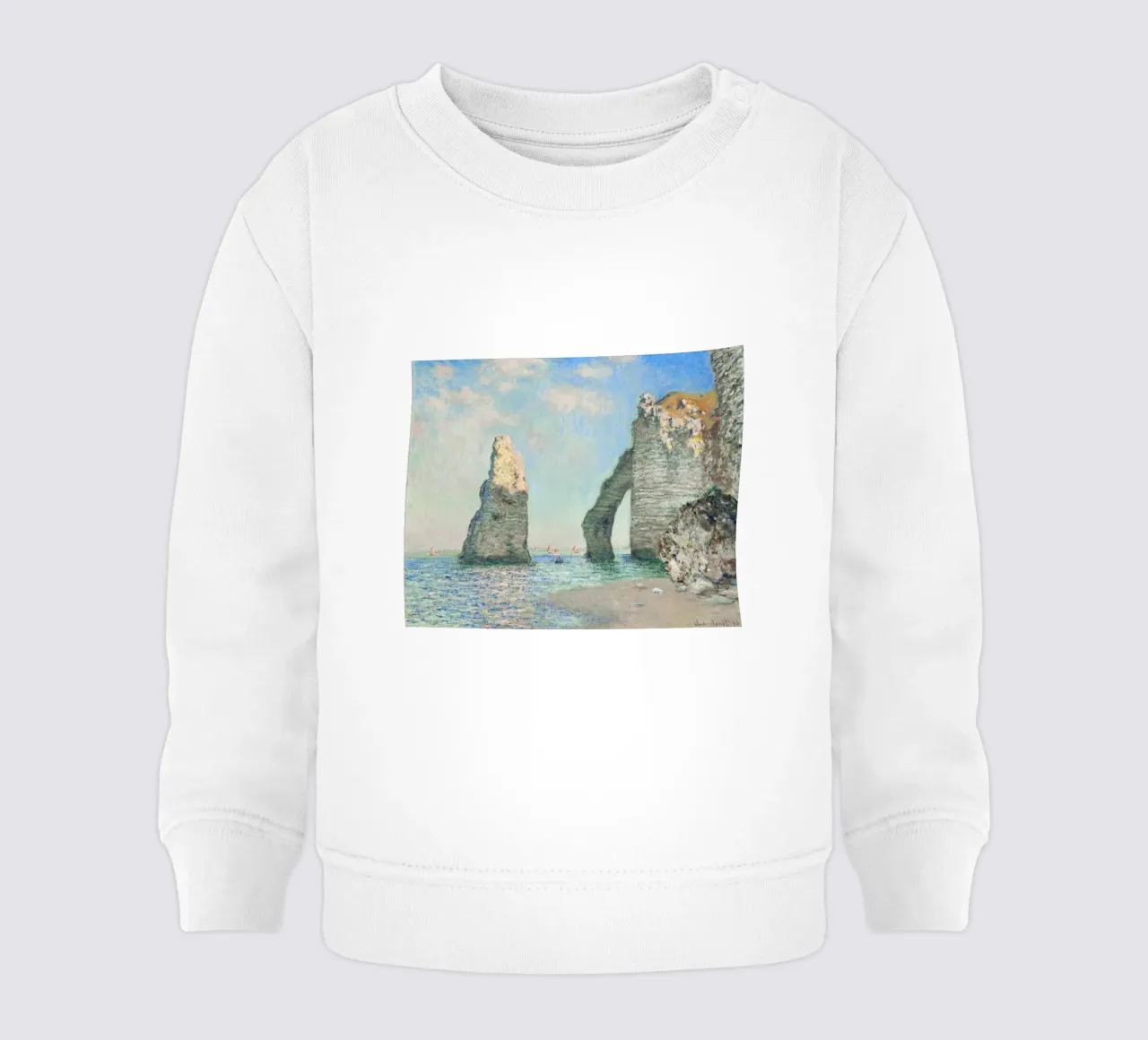 Le scogliere di Étretat di Claude Monet (1885) felpa neonato da Classic Art Prints